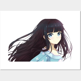 Black haired girl Posters and Art